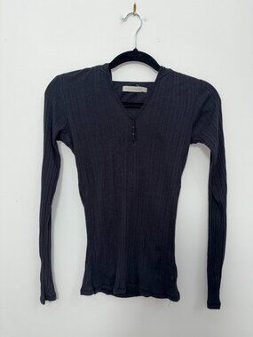 2000s Ribbed Hooded Long Sleeve